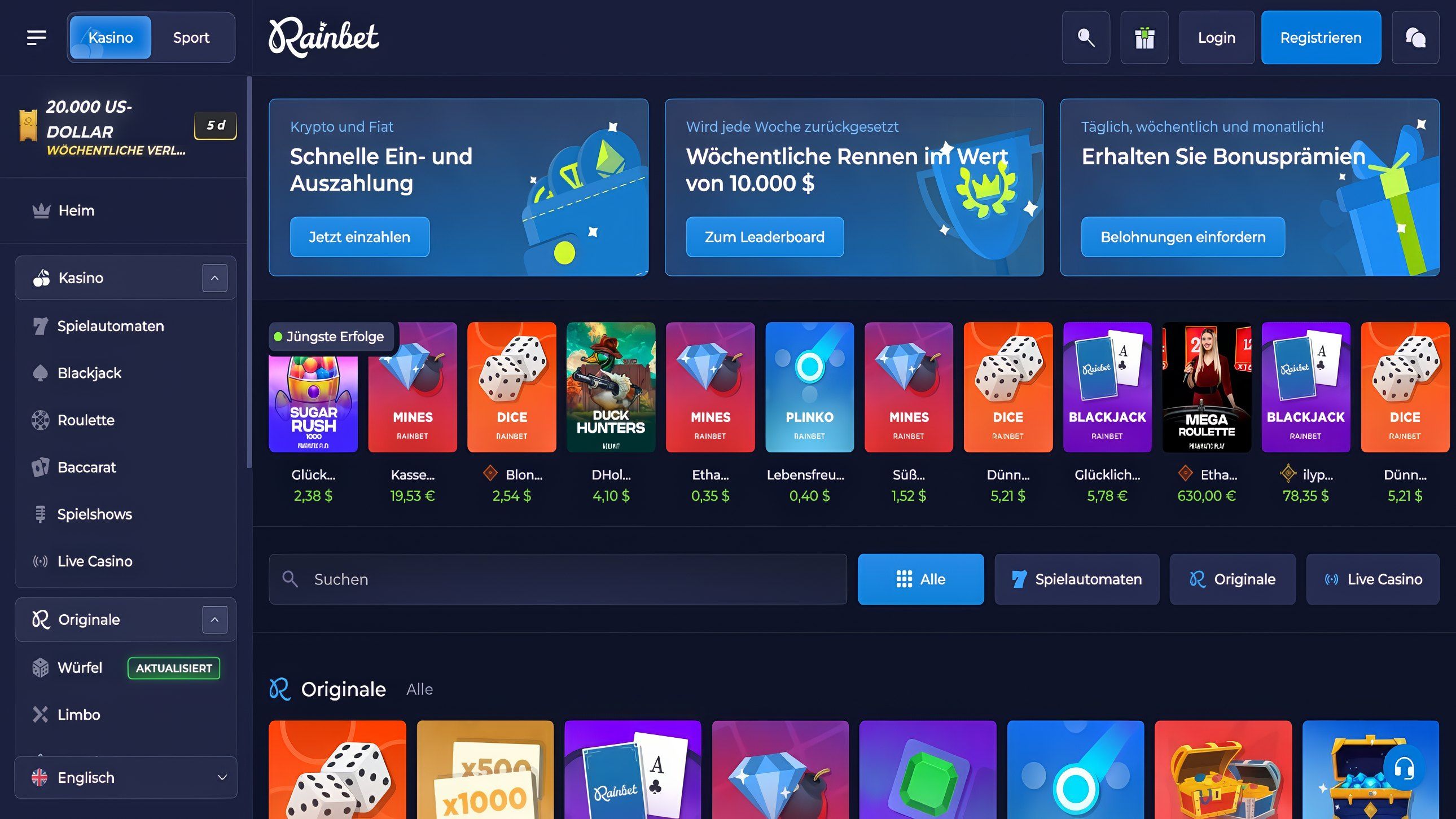 Rainbet desktop screenshot 1